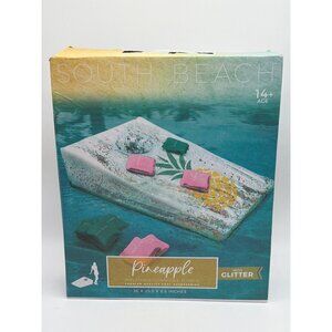 South Beach Pineapple Inflatable Cornhole Floatie With Glitter 36" X 25.5" X 8.5